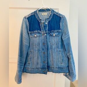 Madewell Distressed Denim Collarless Jacket Size XL